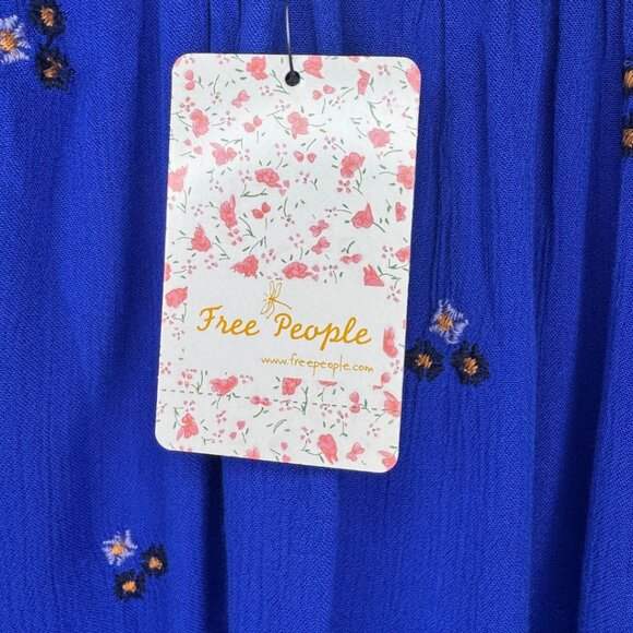 NWT Free People Embroidered Oxford Dress in Cobalt Blue Size Small - Picture 9 of 11